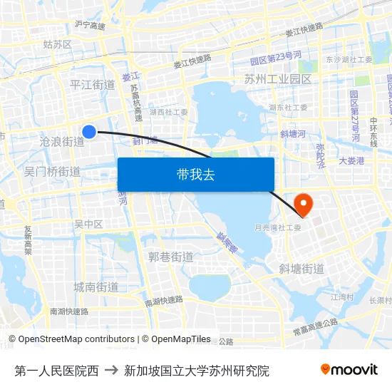 第一人民医院西 to 新加坡国立大学苏州研究院 map