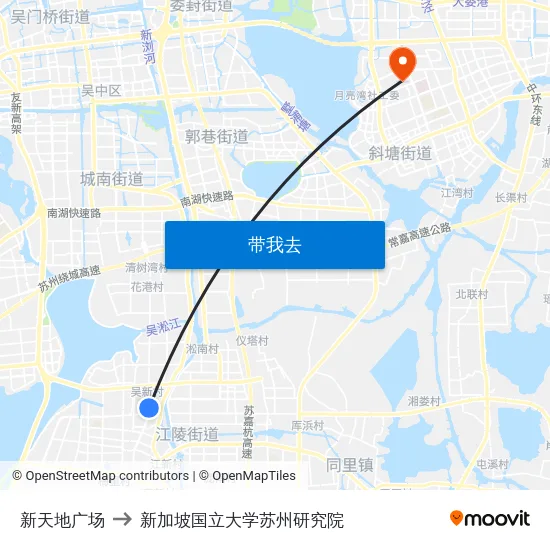 新天地广场 to 新加坡国立大学苏州研究院 map