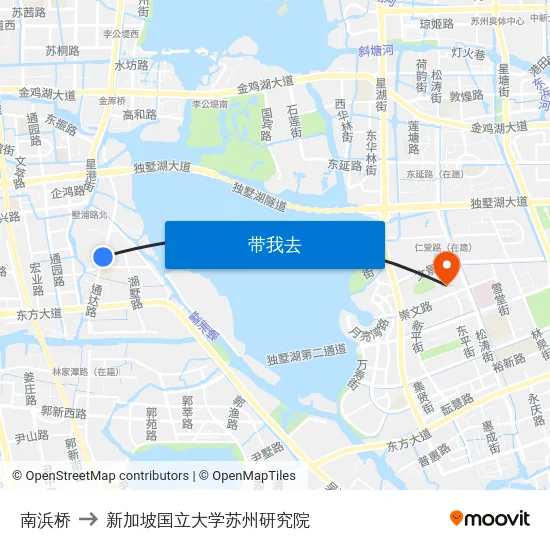 南浜桥 to 新加坡国立大学苏州研究院 map