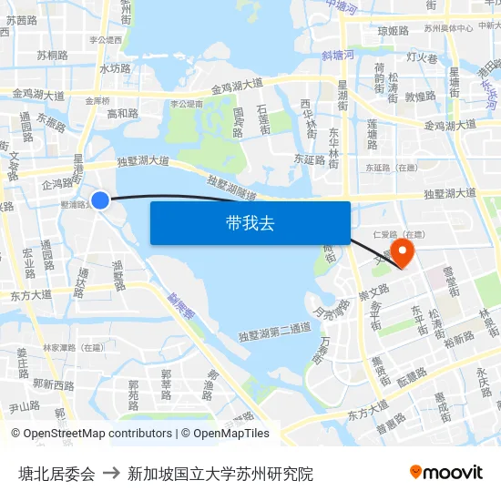 塘北居委会 to 新加坡国立大学苏州研究院 map