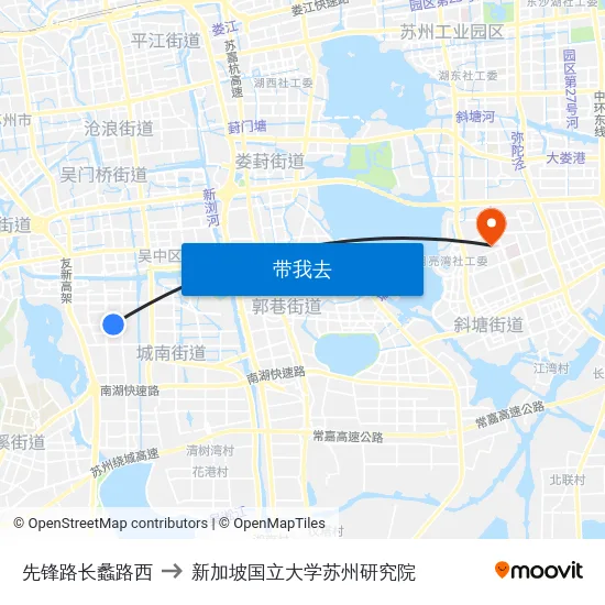 先锋路长蠡路西 to 新加坡国立大学苏州研究院 map