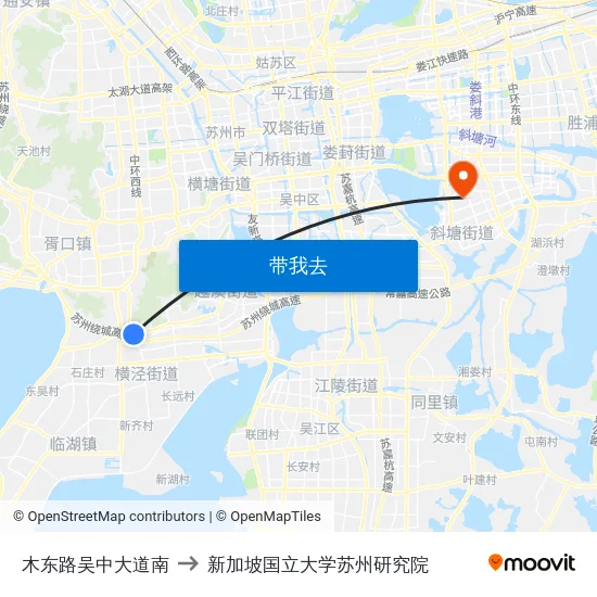 木东路吴中大道南 to 新加坡国立大学苏州研究院 map