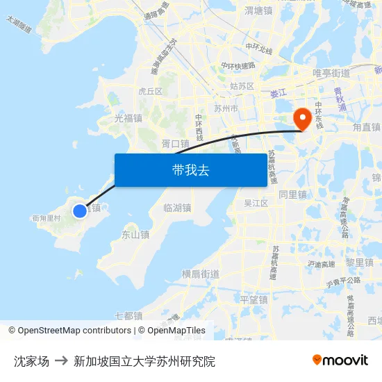 沈家场 to 新加坡国立大学苏州研究院 map