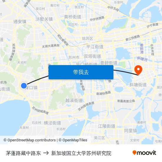 茅蓬路藏中路东 to 新加坡国立大学苏州研究院 map