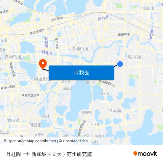 丹桂圆 to 新加坡国立大学苏州研究院 map