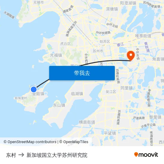 东村 to 新加坡国立大学苏州研究院 map