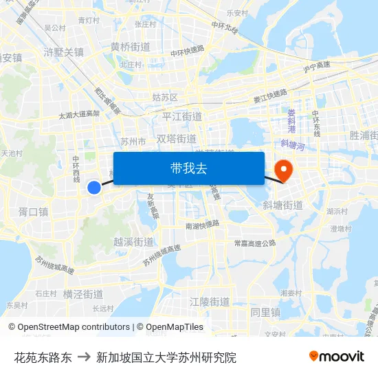 花苑东路东 to 新加坡国立大学苏州研究院 map