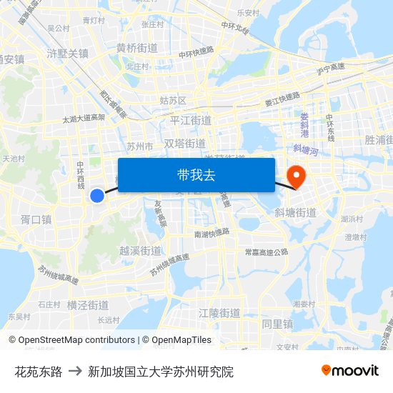 花苑东路 to 新加坡国立大学苏州研究院 map