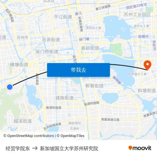 经贸学院东 to 新加坡国立大学苏州研究院 map