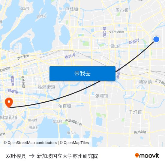 双叶模具 to 新加坡国立大学苏州研究院 map