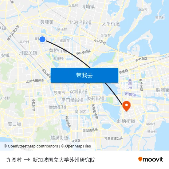 九图村 to 新加坡国立大学苏州研究院 map