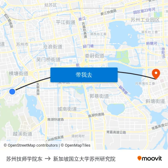 苏州技师学院东 to 新加坡国立大学苏州研究院 map