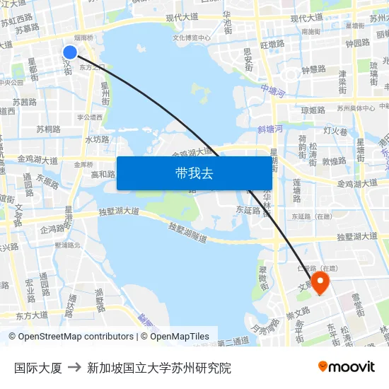 国际大厦 to 新加坡国立大学苏州研究院 map