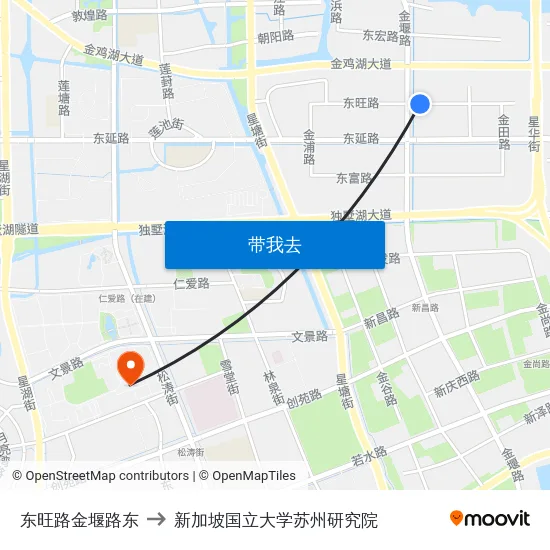 东旺路金堰路东 to 新加坡国立大学苏州研究院 map