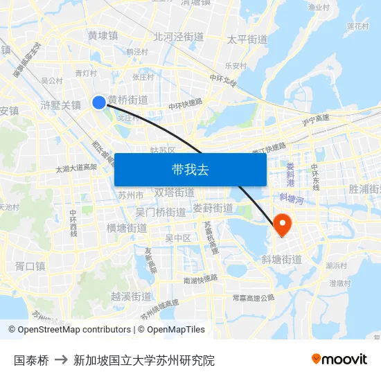 国泰桥 to 新加坡国立大学苏州研究院 map