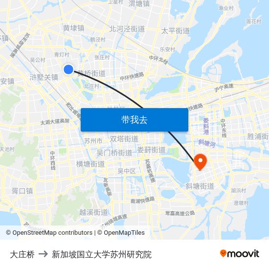 大庄桥 to 新加坡国立大学苏州研究院 map