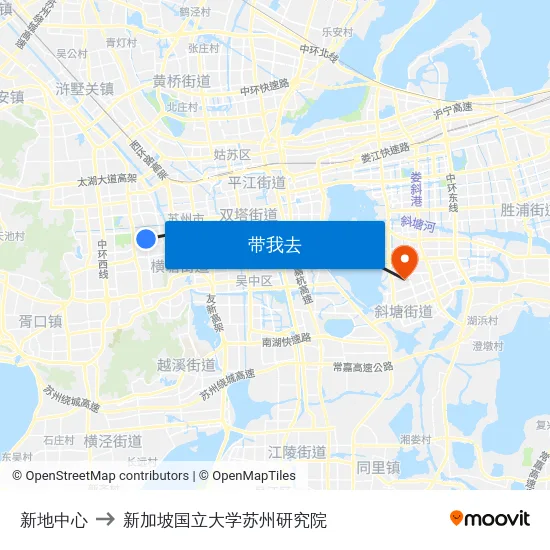 新地中心 to 新加坡国立大学苏州研究院 map