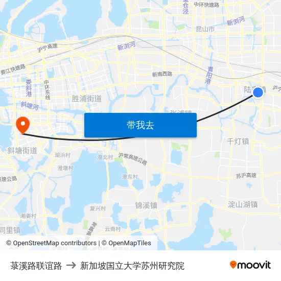菉溪路联谊路 to 新加坡国立大学苏州研究院 map