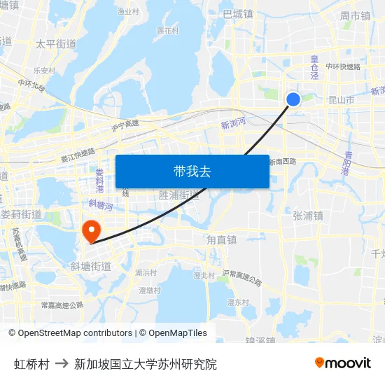 虹桥村 to 新加坡国立大学苏州研究院 map