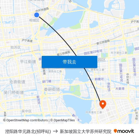 澄阳路华元路北(招呼站) to 新加坡国立大学苏州研究院 map