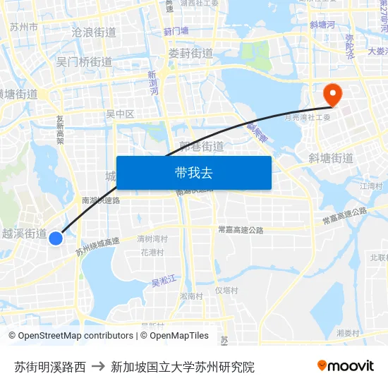 苏街明溪路西 to 新加坡国立大学苏州研究院 map