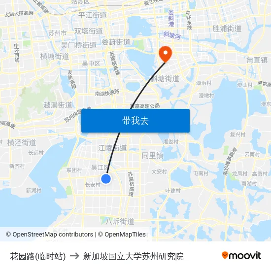 花园路(临时站) to 新加坡国立大学苏州研究院 map