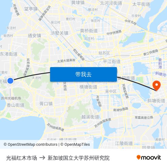 光福红木市场 to 新加坡国立大学苏州研究院 map
