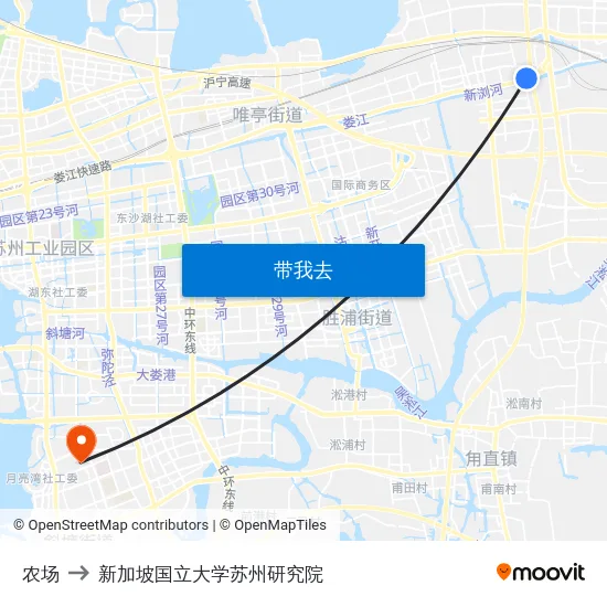 农场 to 新加坡国立大学苏州研究院 map