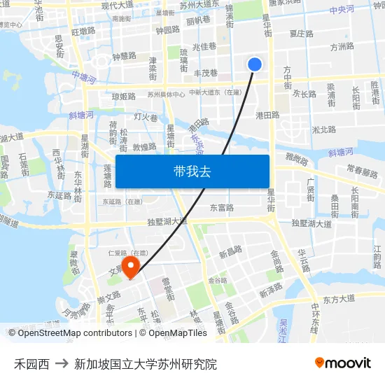 禾园西 to 新加坡国立大学苏州研究院 map