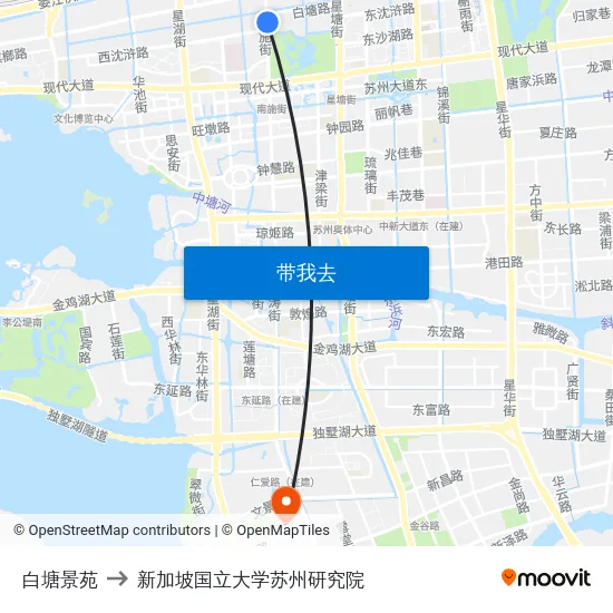 白塘景苑 to 新加坡国立大学苏州研究院 map