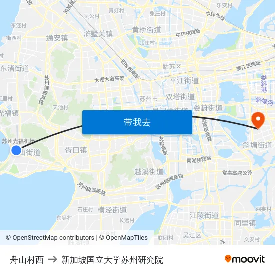 舟山村西 to 新加坡国立大学苏州研究院 map