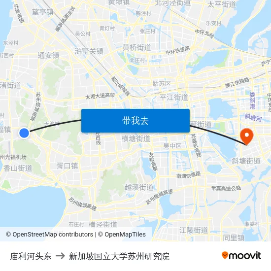 庙利河头东 to 新加坡国立大学苏州研究院 map