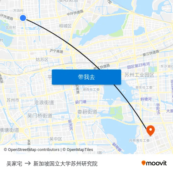 吴家宅 to 新加坡国立大学苏州研究院 map