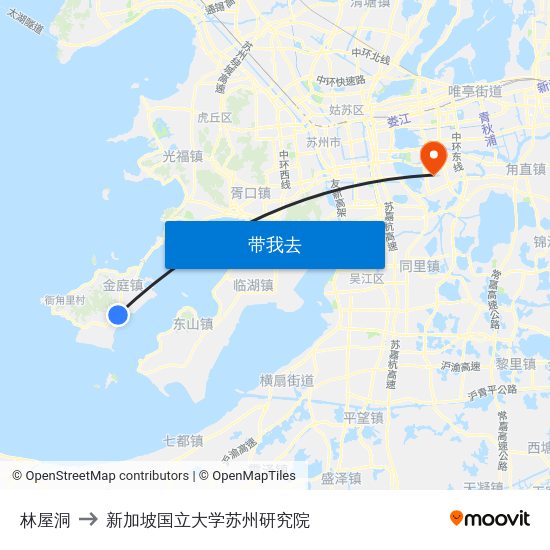 林屋洞 to 新加坡国立大学苏州研究院 map