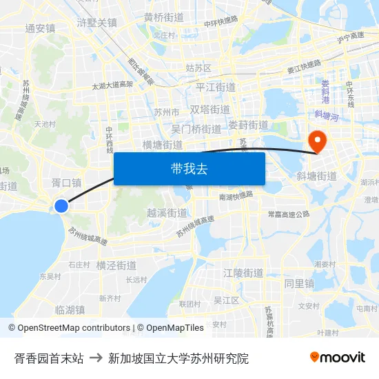 胥香园首末站 to 新加坡国立大学苏州研究院 map