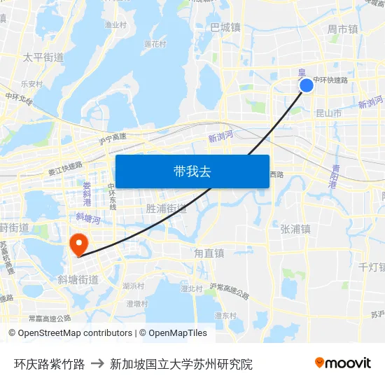 环庆路紫竹路 to 新加坡国立大学苏州研究院 map