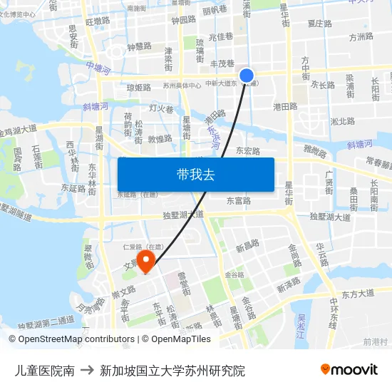 儿童医院南 to 新加坡国立大学苏州研究院 map