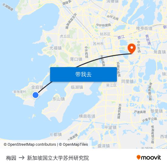 梅园 to 新加坡国立大学苏州研究院 map