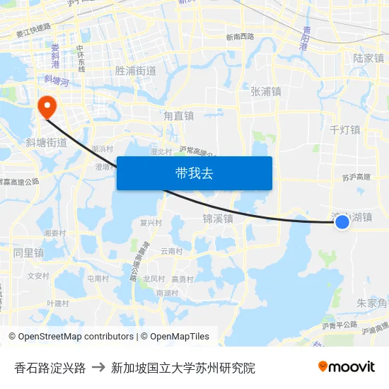 香石路淀兴路 to 新加坡国立大学苏州研究院 map