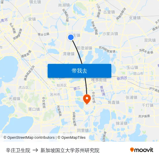 辛庄卫生院 to 新加坡国立大学苏州研究院 map