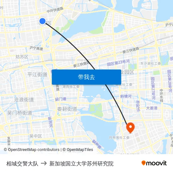 相城交警大队 to 新加坡国立大学苏州研究院 map
