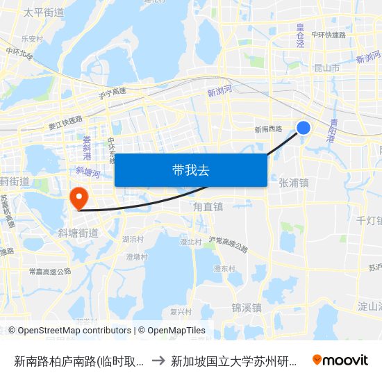 新南路柏庐南路(临时取消) to 新加坡国立大学苏州研究院 map