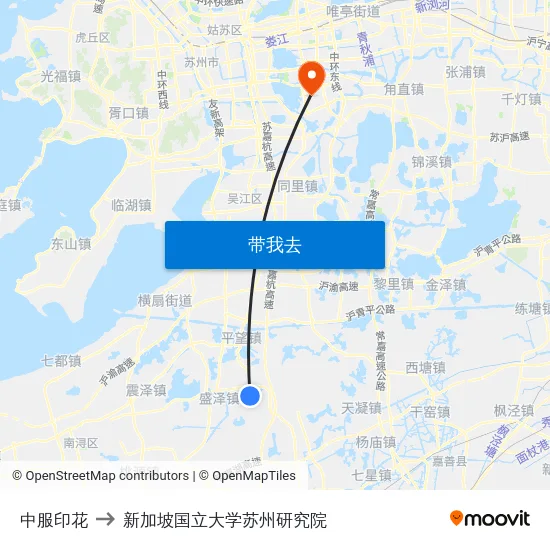 中服印花 to 新加坡国立大学苏州研究院 map
