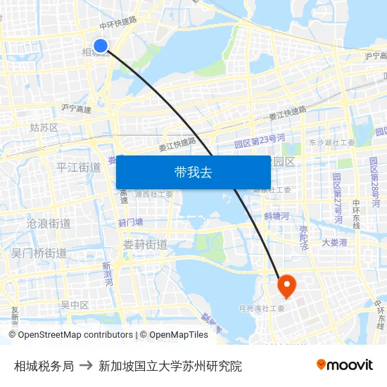 相城税务局 to 新加坡国立大学苏州研究院 map