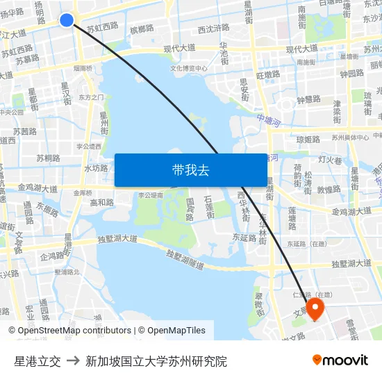 星港立交 to 新加坡国立大学苏州研究院 map