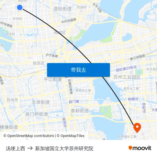 汤埂上西 to 新加坡国立大学苏州研究院 map