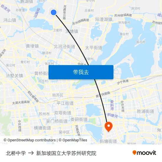 北桥中学 to 新加坡国立大学苏州研究院 map