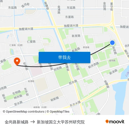 金尚路新城路 to 新加坡国立大学苏州研究院 map