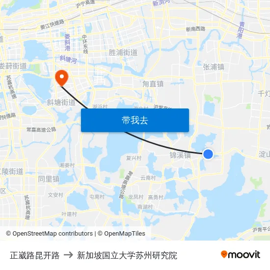正崴路昆开路 to 新加坡国立大学苏州研究院 map