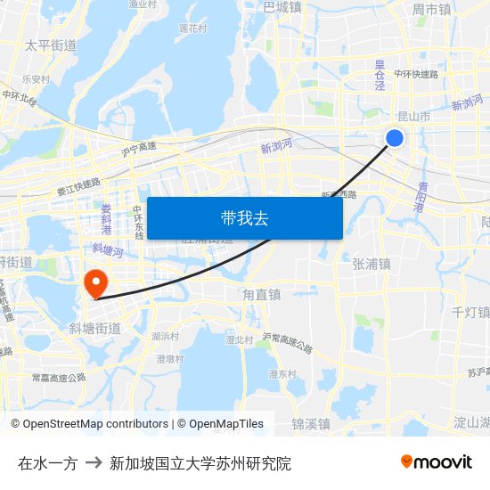 在水一方 to 新加坡国立大学苏州研究院 map